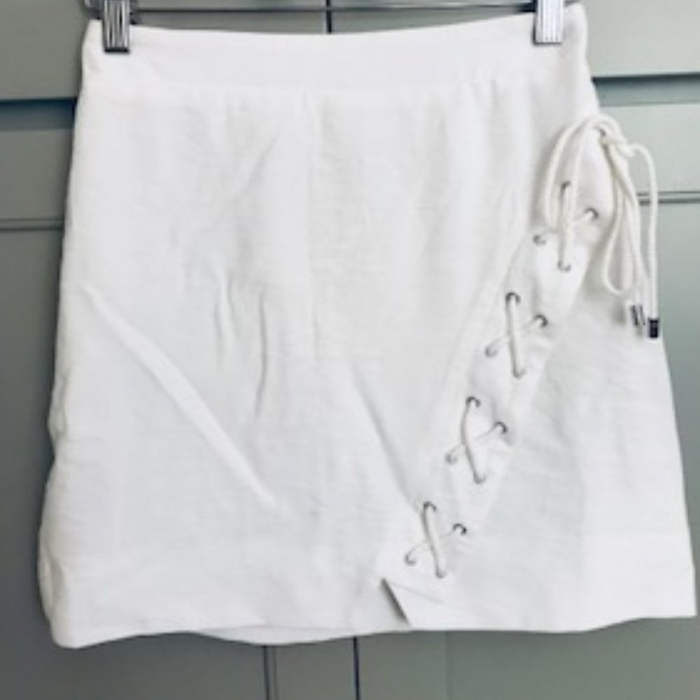 Fletch White Mini Skirt with Side Lace UP